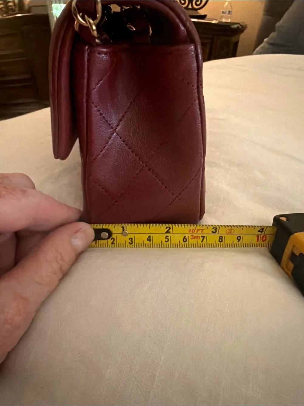 Mini classic Chanel Quilted Lambskin Burgundy
